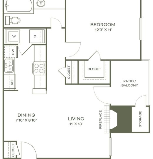 the floor plan for a two bedroom apartment at The Richmond