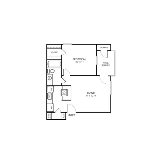 Richmond Floor Plan 1 Bedroom 1 Bathroom 1 Bed 1 Bath 542 sqft