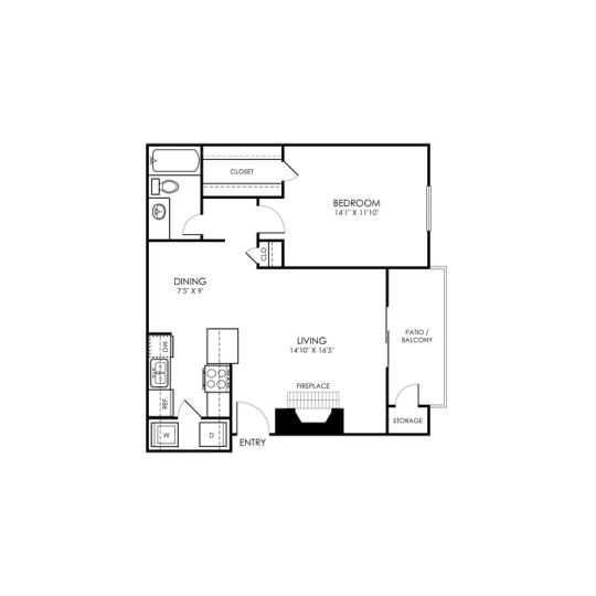 Richmond Floor Plan 1 Bed 1 Bathroom 1 Bed 1 Bath 751 sqft