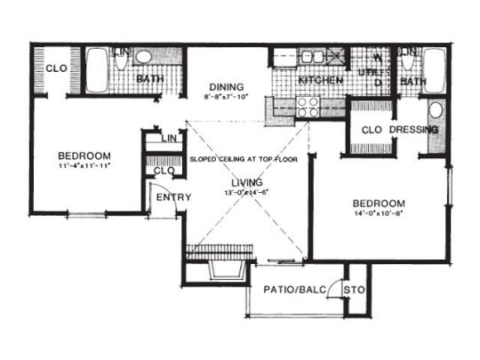 Richmond Floor Plan 2 Bed 2 Bathroom 2 Bed 2 Bath 933 sqft