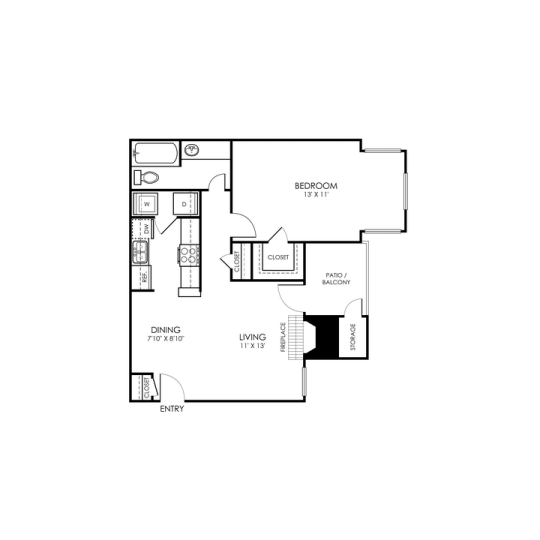 Richmond Floor Plan 1 Bed 1 Bathroom 1 Bed 1 Bath 729 sqft