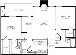 the floor plan for a two bedroom apartment at The Richmond